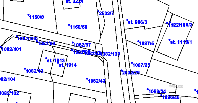 Parcela st. 1082/138 v KÚ Dobříš, Katastrální mapa