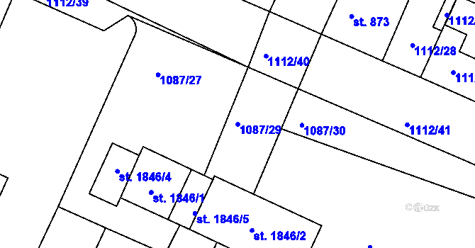 Parcela st. 1087/29 v KÚ Dobříš, Katastrální mapa