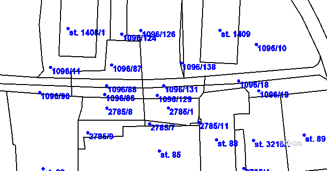 Parcela st. 1096/131 v KÚ Dobříš, Katastrální mapa