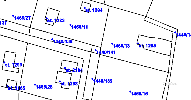 Parcela st. 1440/141 v KÚ Dobříš, Katastrální mapa