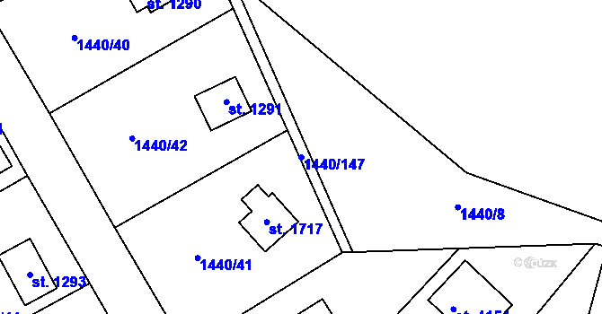 Parcela st. 1440/147 v KÚ Dobříš, Katastrální mapa