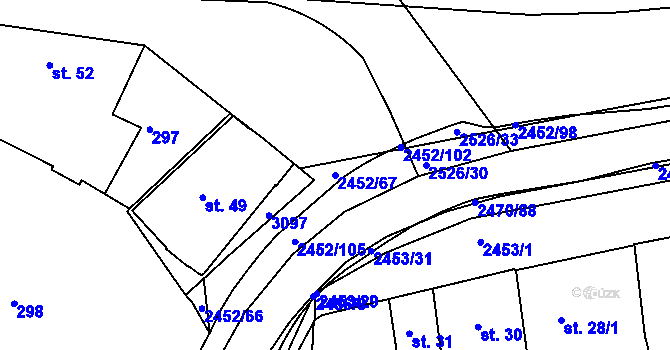 Parcela st. 2452/67 v KÚ Dobříš, Katastrální mapa