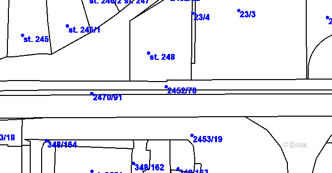 Parcela st. 2452/78 v KÚ Dobříš, Katastrální mapa