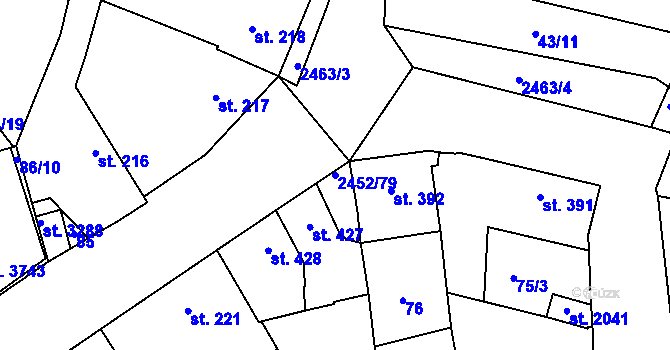 Parcela st. 2452/79 v KÚ Dobříš, Katastrální mapa