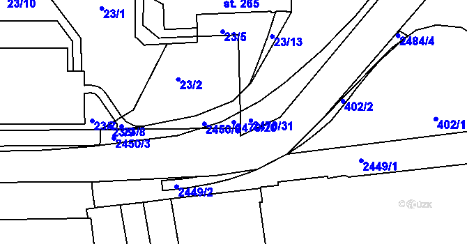 Parcela st. 2470/20 v KÚ Dobříš, Katastrální mapa