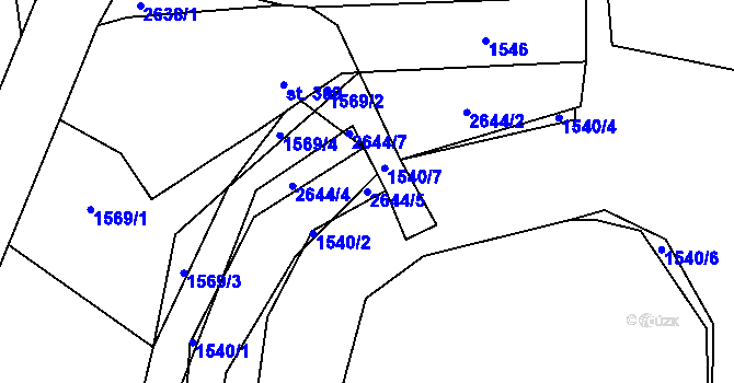 Parcela st. 2644/5 v KÚ Dobříš, Katastrální mapa