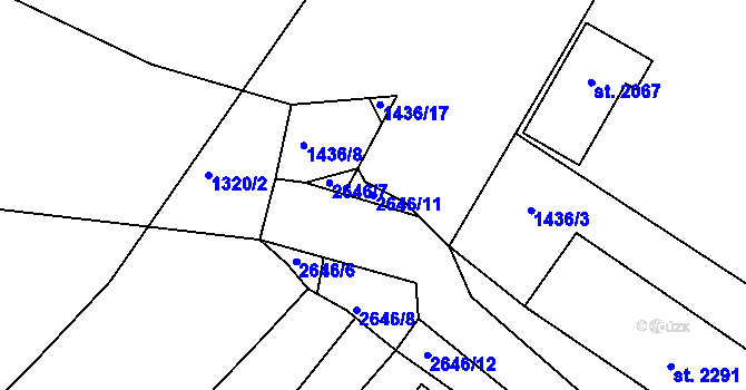 Parcela st. 2646/11 v KÚ Dobříš, Katastrální mapa