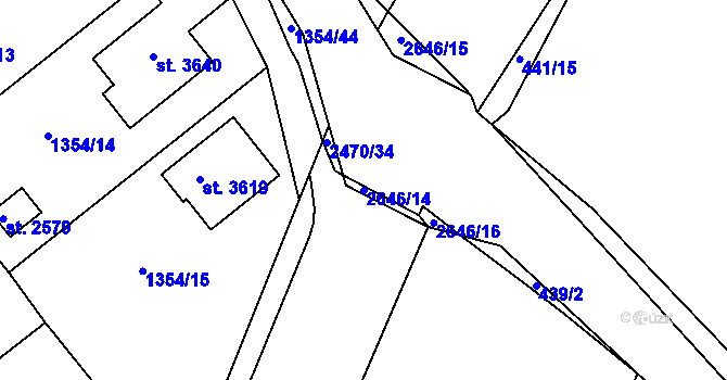 Parcela st. 2646/14 v KÚ Dobříš, Katastrální mapa
