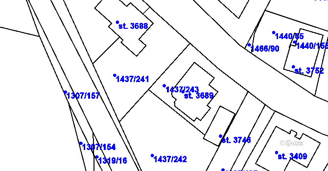 Parcela st. 1437/243 v KÚ Dobříš, Katastrální mapa