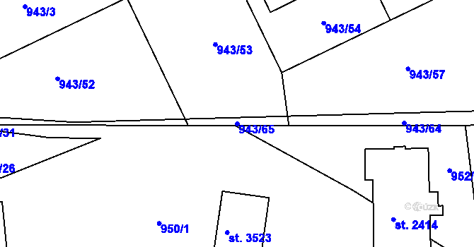 Parcela st. 943/65 v KÚ Dobříš, Katastrální mapa