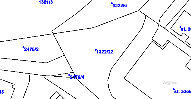 Parcela st. 1322/22 v KÚ Dobříš, Katastrální mapa