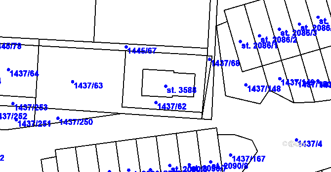 Parcela st. 3588 v KÚ Dobříš, Katastrální mapa