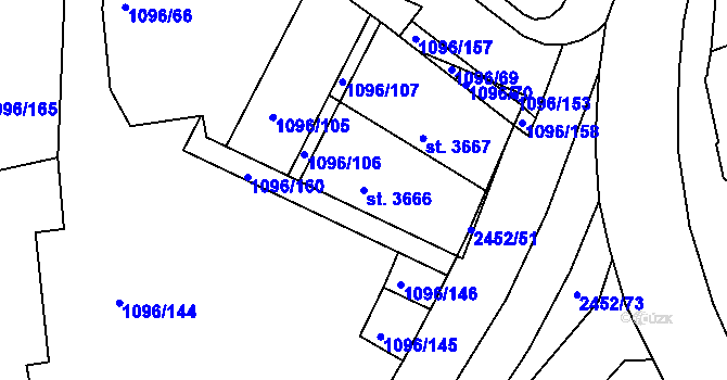 Parcela st. 3666 v KÚ Dobříš, Katastrální mapa