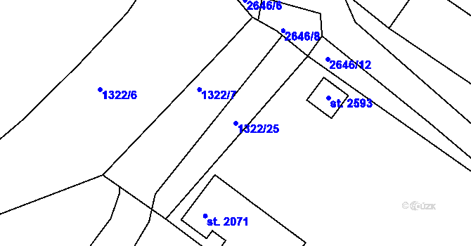 Parcela st. 1322/25 v KÚ Dobříš, Katastrální mapa