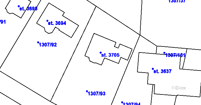 Parcela st. 3705 v KÚ Dobříš, Katastrální mapa