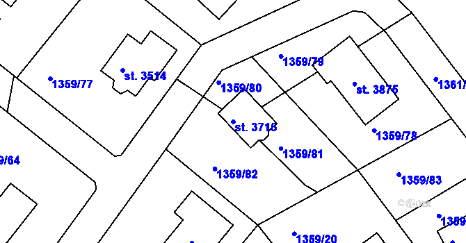 Parcela st. 3715 v KÚ Dobříš, Katastrální mapa