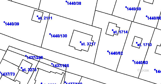 Parcela st. 3717 v KÚ Dobříš, Katastrální mapa