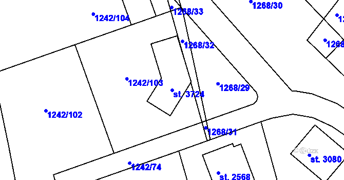 Parcela st. 3724 v KÚ Dobříš, Katastrální mapa
