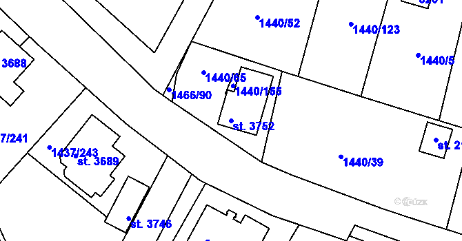 Parcela st. 3752 v KÚ Dobříš, Katastrální mapa