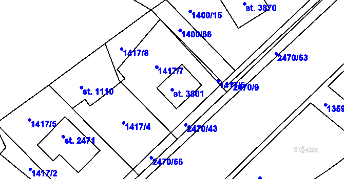 Parcela st. 3801 v KÚ Dobříš, Katastrální mapa
