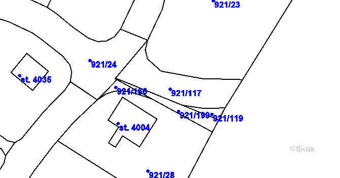Parcela st. 921/117 v KÚ Dobříš, Katastrální mapa