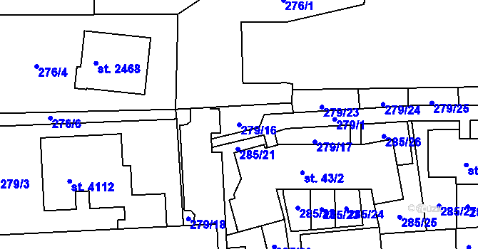 Parcela st. 279/16 v KÚ Dobříš, Katastrální mapa