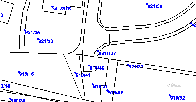 Parcela st. 921/137 v KÚ Dobříš, Katastrální mapa
