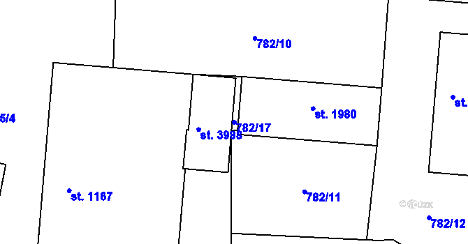 Parcela st. 782/17 v KÚ Dobříš, Katastrální mapa