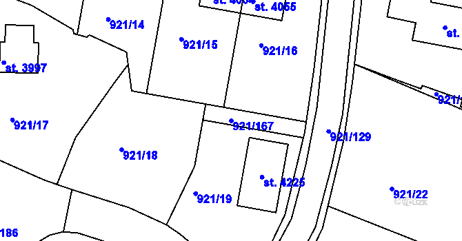 Parcela st. 921/167 v KÚ Dobříš, Katastrální mapa