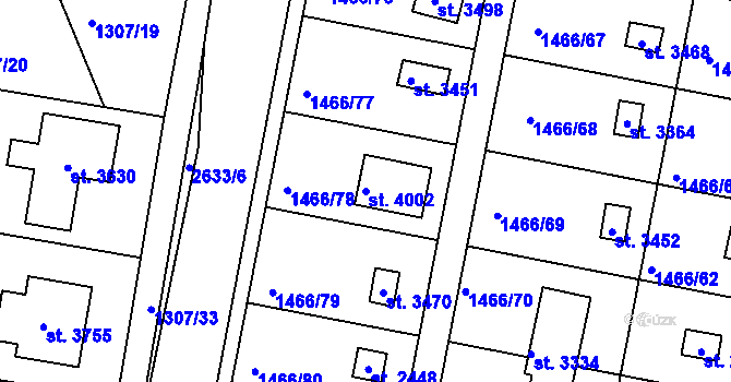 Parcela st. 4002 v KÚ Dobříš, Katastrální mapa