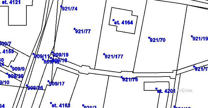 Parcela st. 921/177 v KÚ Dobříš, Katastrální mapa