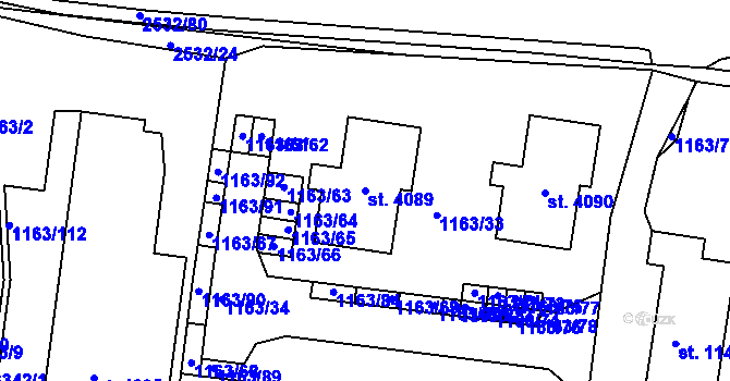 Parcela st. 4089 v KÚ Dobříš, Katastrální mapa