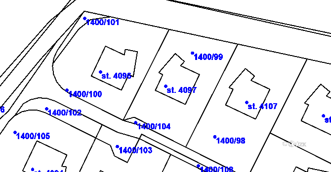 Parcela st. 4097 v KÚ Dobříš, Katastrální mapa