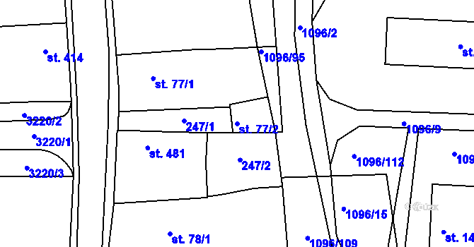 Parcela st. 77/2 v KÚ Dobříš, Katastrální mapa