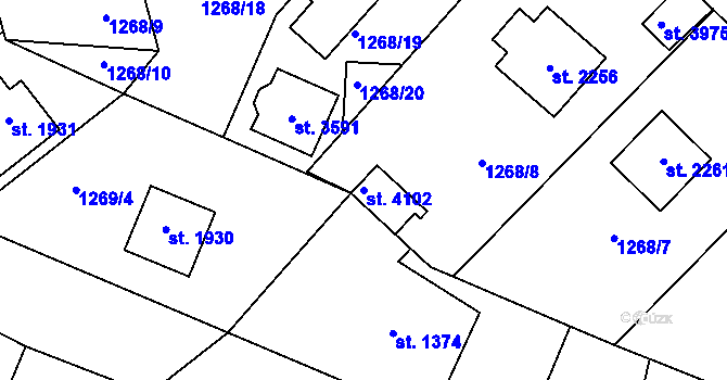 Parcela st. 4102 v KÚ Dobříš, Katastrální mapa