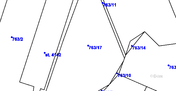 Parcela st. 763/17 v KÚ Dobříš, Katastrální mapa