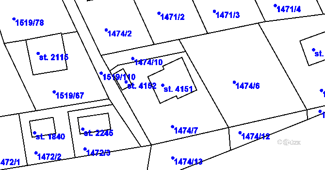 Parcela st. 4151 v KÚ Dobříš, Katastrální mapa