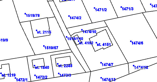 Parcela st. 4152 v KÚ Dobříš, Katastrální mapa