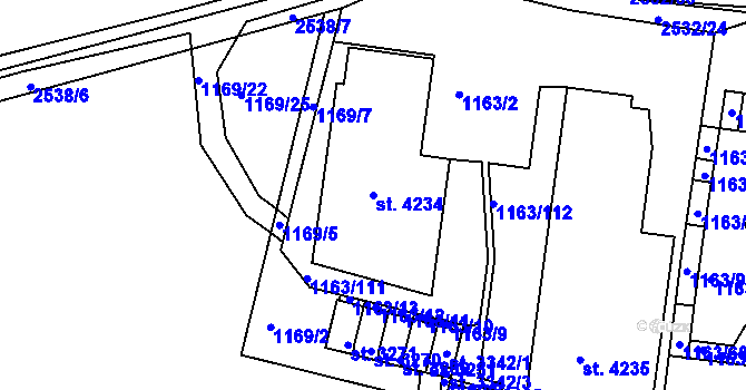 Parcela st. 4234 v KÚ Dobříš, Katastrální mapa