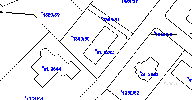 Parcela st. 4242 v KÚ Dobříš, Katastrální mapa