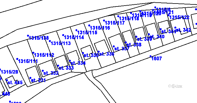 Parcela st. 336 v KÚ Dobřív, Katastrální mapa