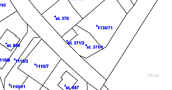 Parcela st. 371/1 v KÚ Dobřív, Katastrální mapa