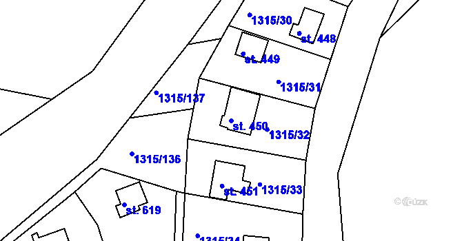 Parcela st. 450 v KÚ Dobřív, Katastrální mapa