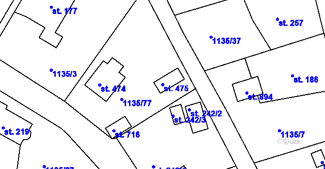 Parcela st. 475 v KÚ Dobřív, Katastrální mapa