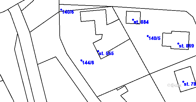 Parcela st. 555 v KÚ Dobřív, Katastrální mapa