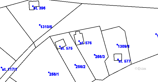 Parcela st. 576 v KÚ Dobřív, Katastrální mapa