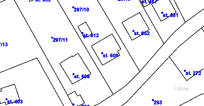 Parcela st. 609 v KÚ Dobřív, Katastrální mapa