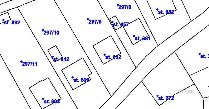 Parcela st. 652 v KÚ Dobřív, Katastrální mapa