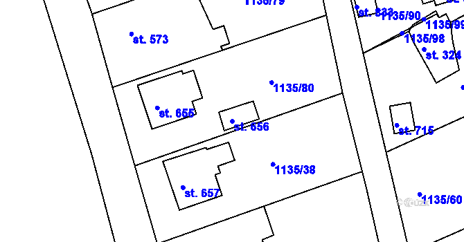 Parcela st. 656 v KÚ Dobřív, Katastrální mapa