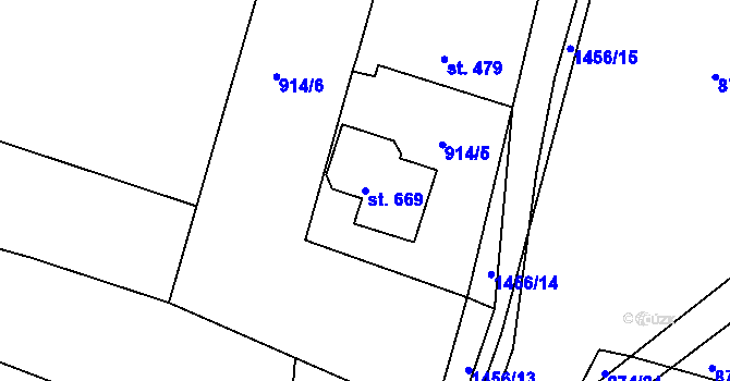 Parcela st. 669 v KÚ Dobřív, Katastrální mapa